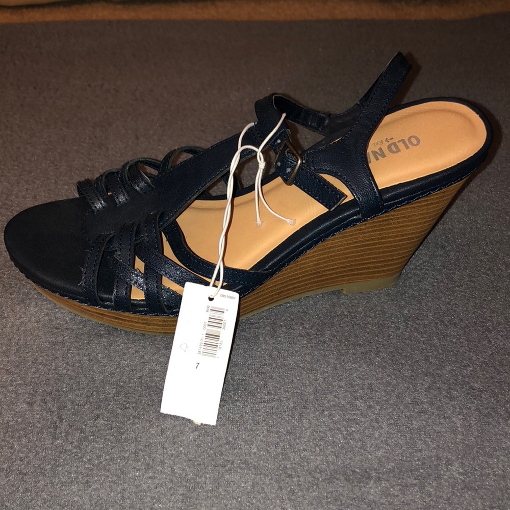 NWT Navy Blue Strapped Wedges by Old Navy